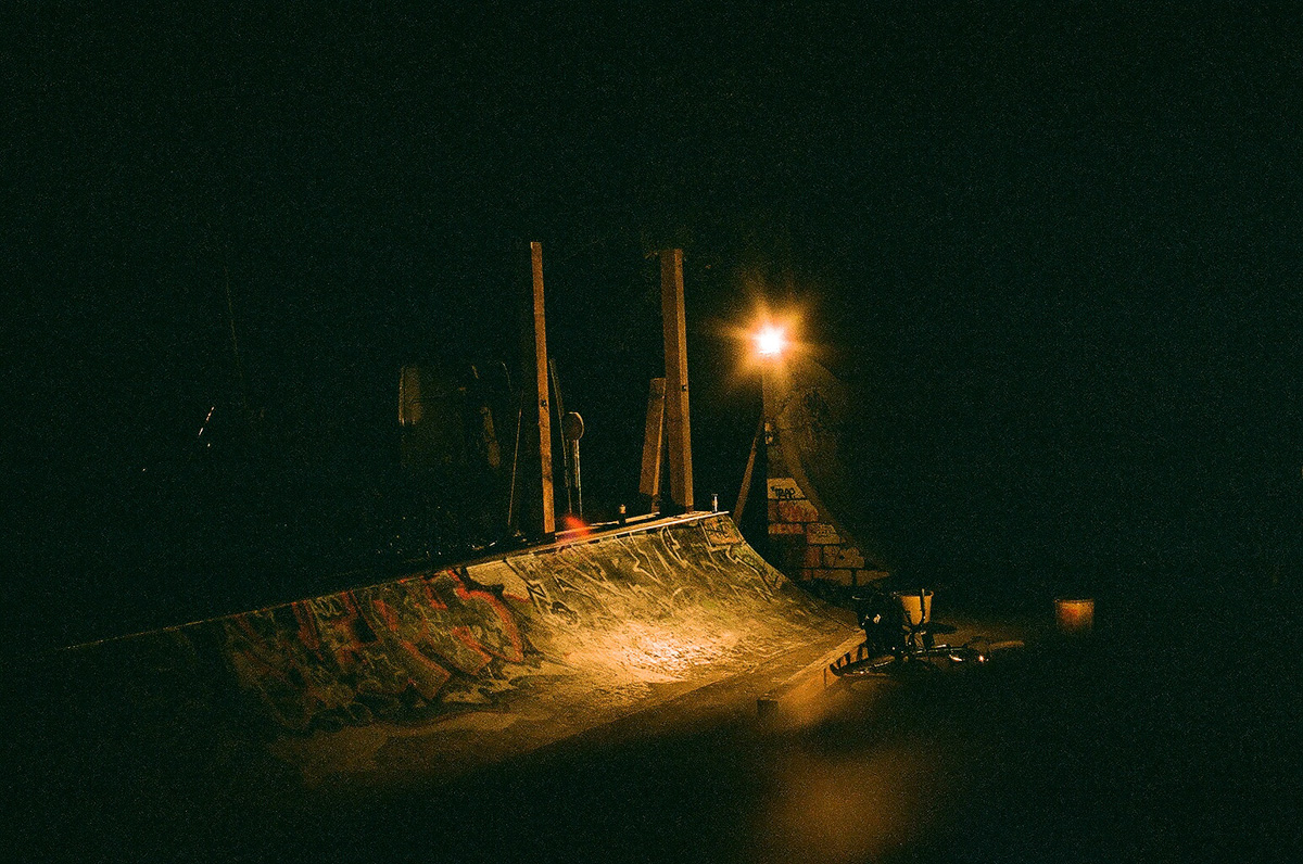 Nighttime building at the spot