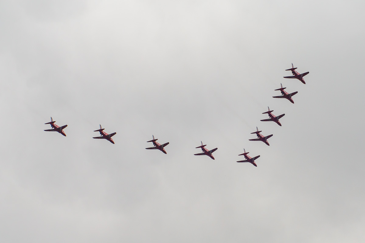 Red Arrows Flypast for the Trooping the Colour parade - London, 2014