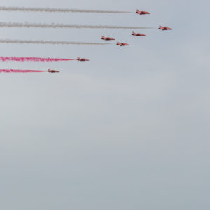 The Red Arrows fly over Fowey Harbour