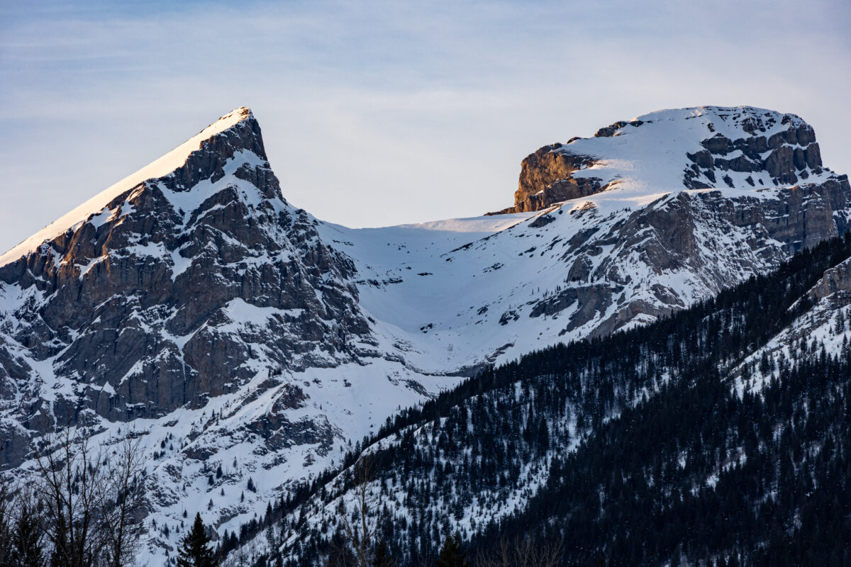 The Three sisters covered in snow
